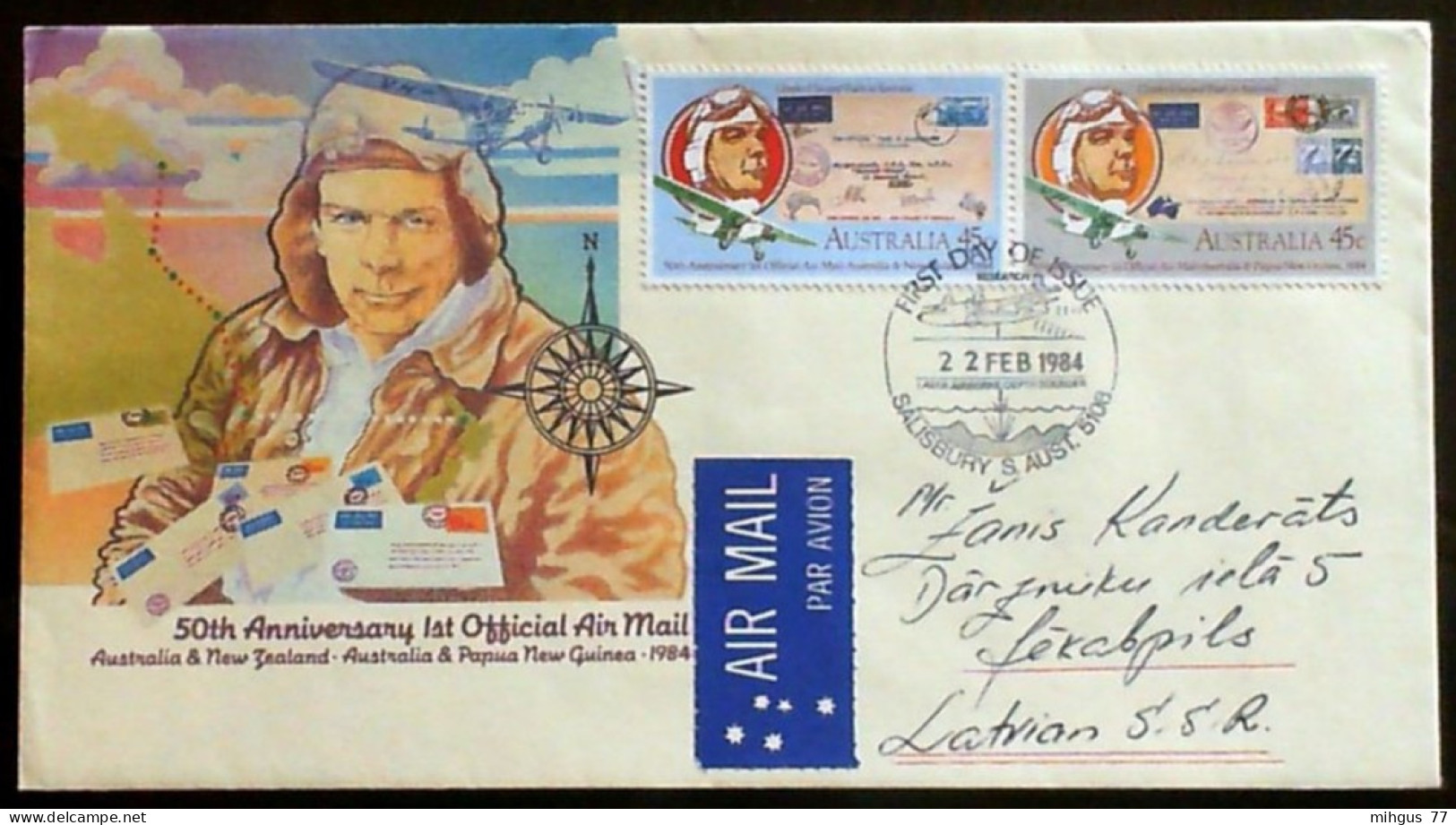 AUSTRALIA 1984 FDC 50th Annivversari 1st Oficial Air Mail - Autres & Non Classés