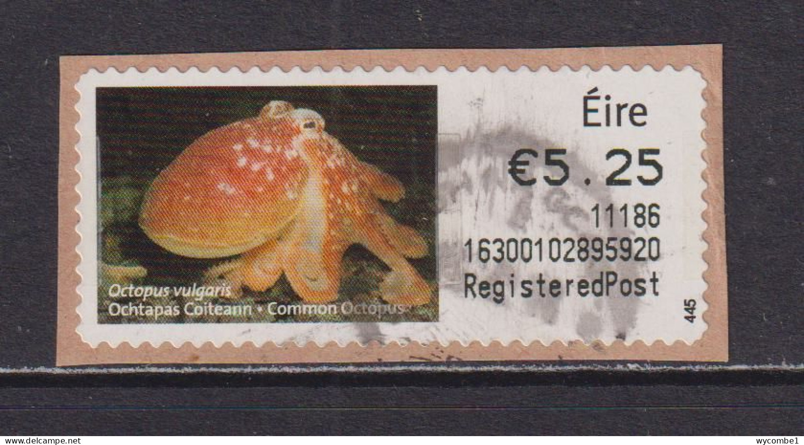 IRELAND  -  2010 Common Octopus SOAR (Stamp On A Roll)  Used On Piece As Scan - Gebraucht