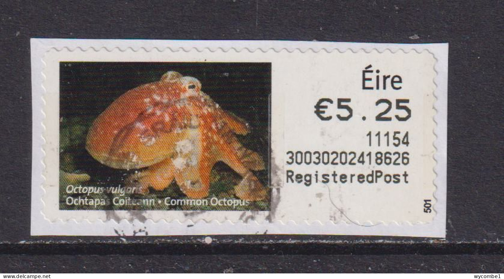 IRELAND  -  2010 Common Octopus SOAR (Stamp On A Roll)  Used On Piece As Scan - Used Stamps