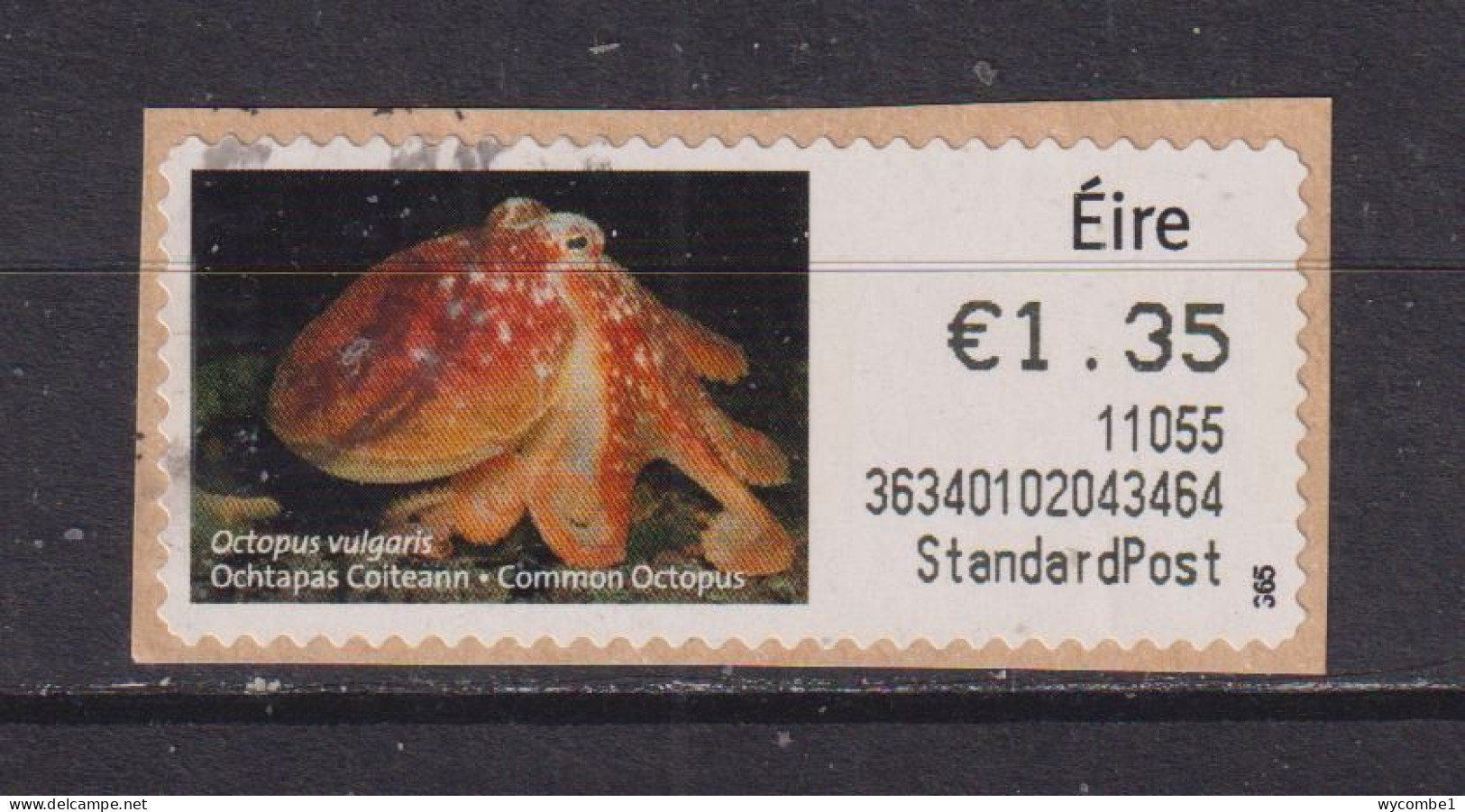 IRELAND  -  2010 Common Octopus SOAR (Stamp On A Roll)  Used On Piece As Scan - Used Stamps