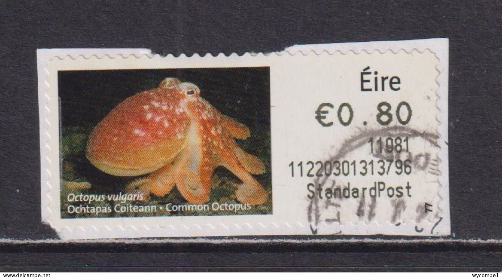 IRELAND  -  2010 Common Octopus SOAR (Stamp On A Roll)  Used On Piece As Scan - Oblitérés