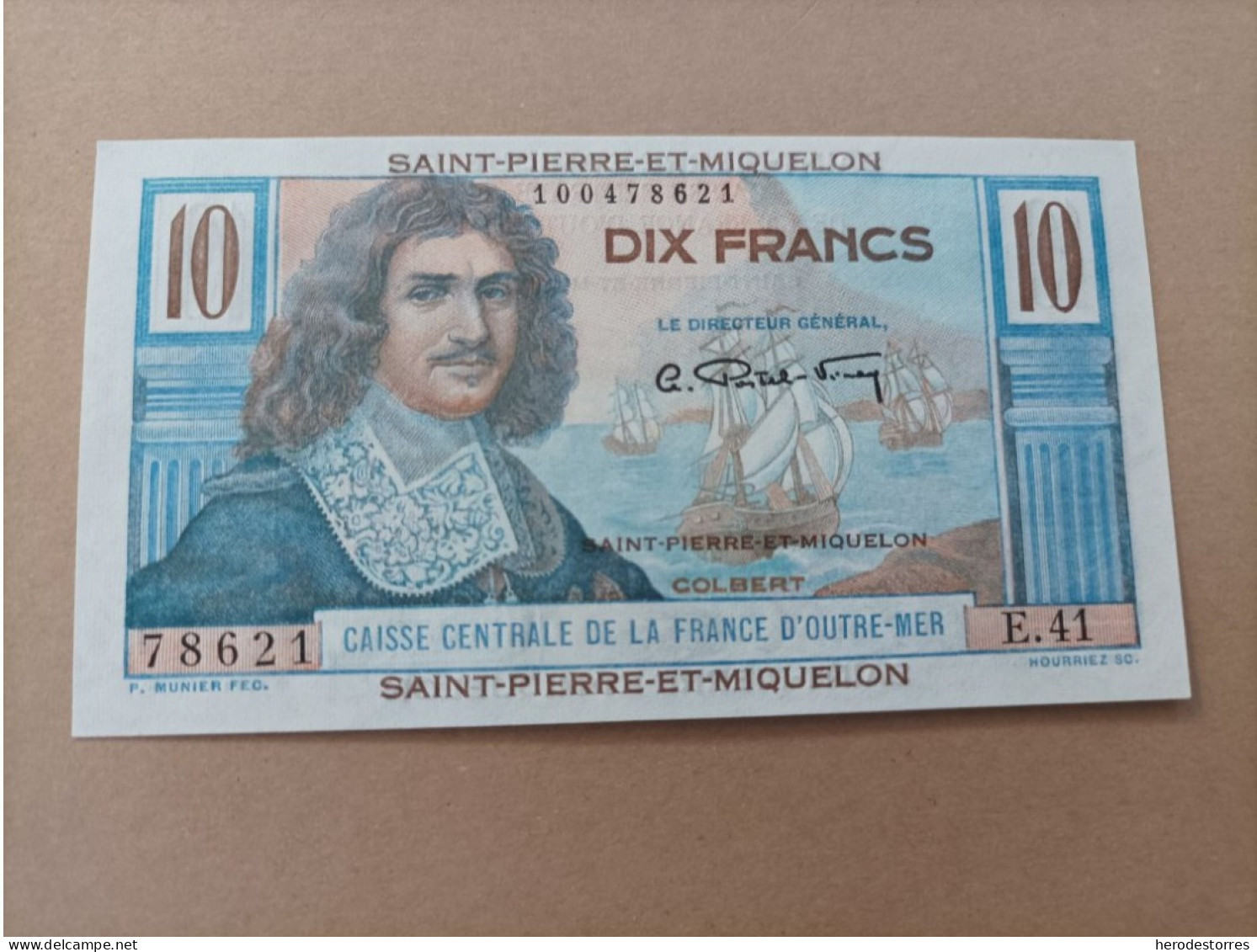 Billete De Francia De La África Ecuatorial Francesa (Saint Pierre Et Miquelon) De 10 Francs, UNC - Zonder Classificatie