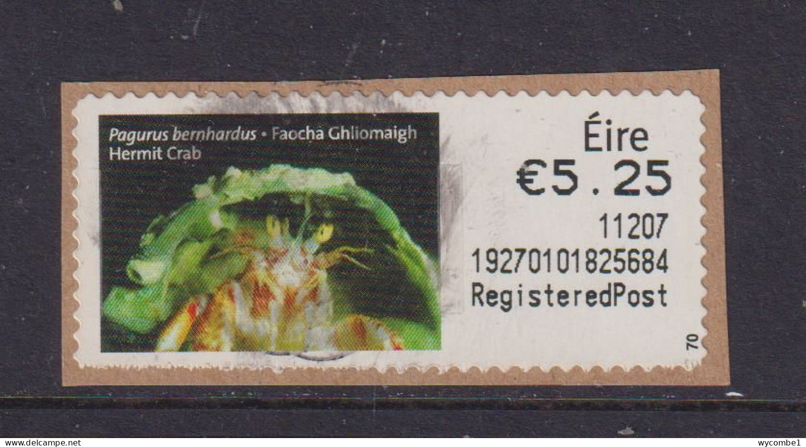 IRELAND  -  2010 Hermit Crab SOAR (Stamp On A Roll)  Used On Piece As Scan - Usati