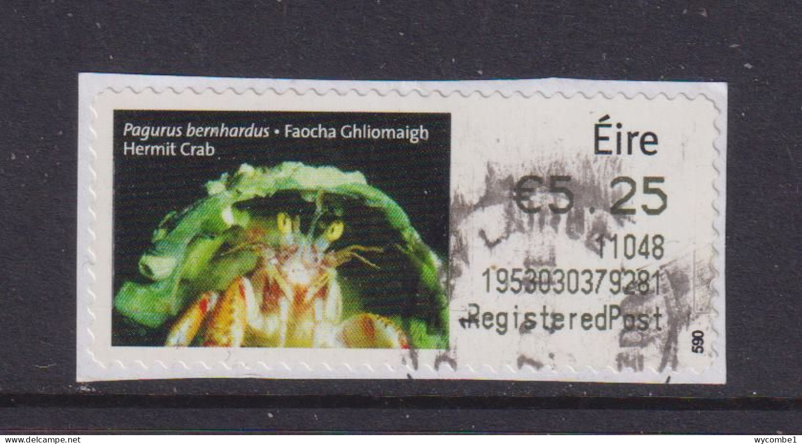 IRELAND  -  2010 Hermit Crab SOAR (Stamp On A Roll)  Used On Piece As Scan - Usados