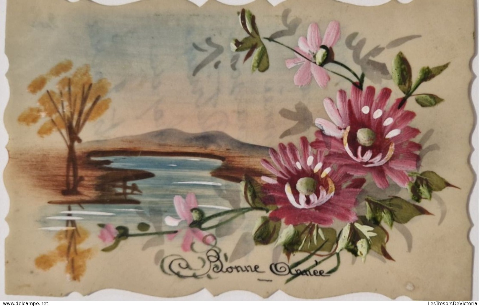 FANTAISIES - A SYSTEMES - Carte Céramique - Fleur - Bonne Année - Carte Postale Ancienne - Cartoline Con Meccanismi