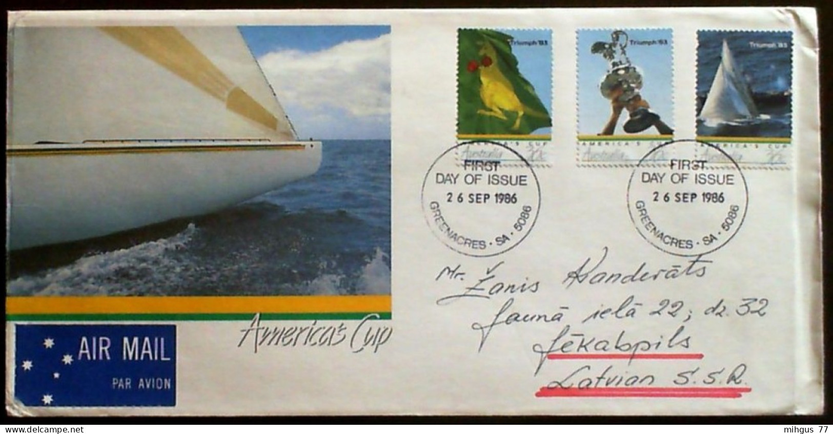 AUSTRALIA 1986 American Cup FDC - Autres & Non Classés