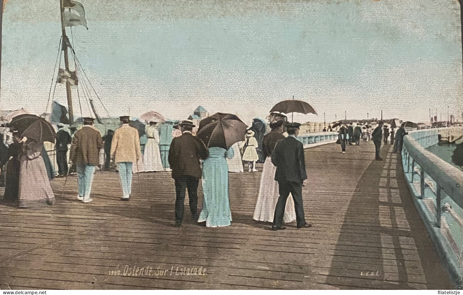 Oostende Wandelen Op Het Staketsel Ingekleurd 1912 - Oostende