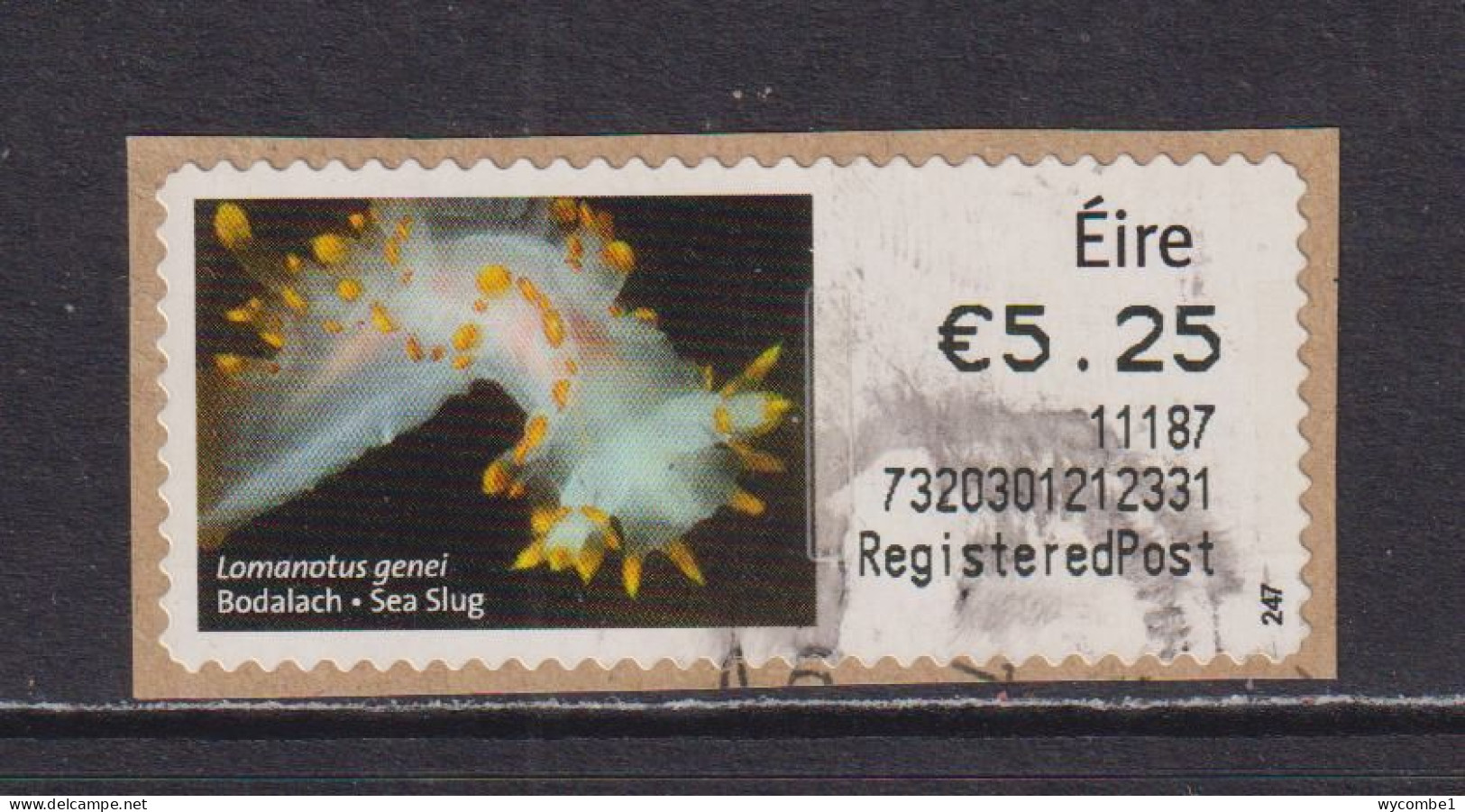 IRELAND  -  2010 Sea Slug SOAR (Stamp On A Roll)  Used On Piece As Scan - Used Stamps