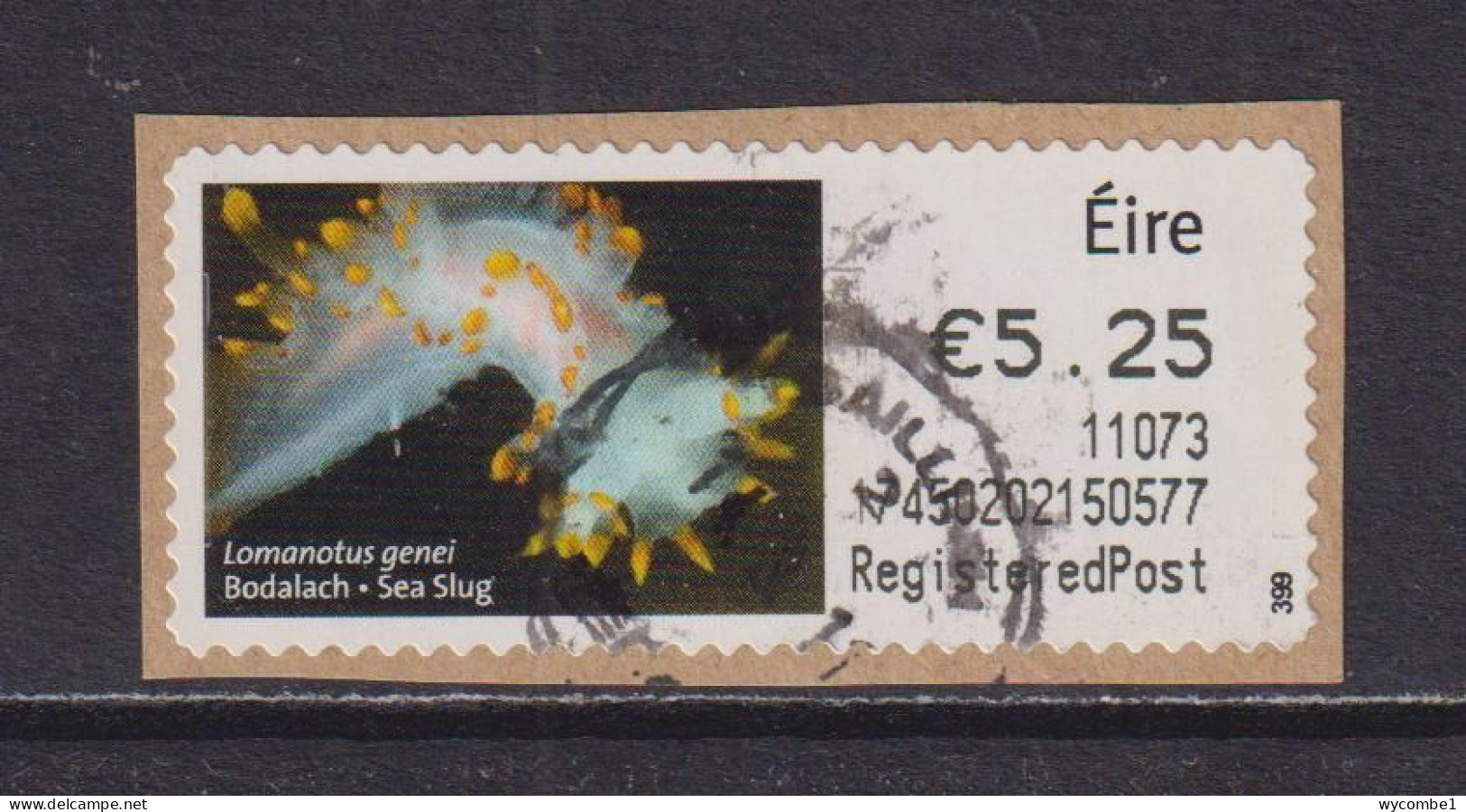 IRELAND  -  2010 Sea Slug SOAR (Stamp On A Roll)  Used On Piece As Scan - Used Stamps