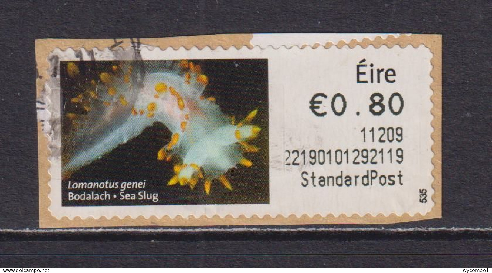 IRELAND  -  2010 Sea Slug SOAR (Stamp On A Roll)  Used On Piece As Scan - Used Stamps