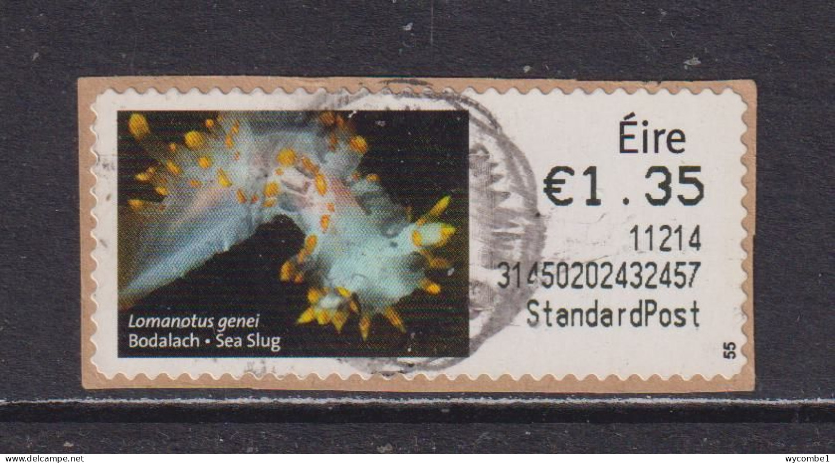 IRELAND  -  2010 Sea Slug SOAR (Stamp On A Roll)  Used On Piece As Scan - Used Stamps