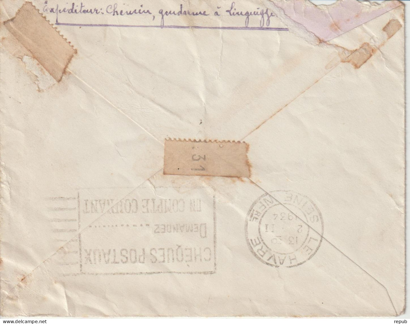 Lettre En Franchise FM 6 Oblitération 1934 Corse - Military Postage Stamps