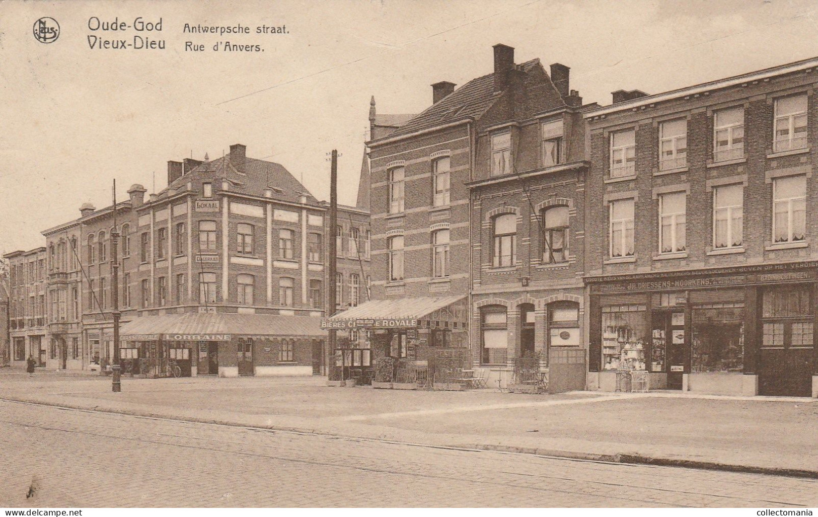 3 Oude Postkaarten  Mortsel Oude God  Antwerpsche Straat Lokaal Dageraad  Mechelse Steenweg  Café Allsopps Garden - Mortsel