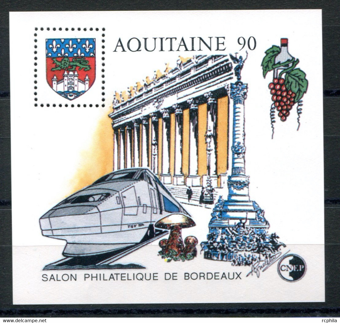 RC 24290 FRANCE COTE 24€ CNEP N° 12 - 1990 SALON PHILATELIQUE DE BORDEAUX AQUITAINE TGV BLOC NEUF ** MNH TB - CNEP