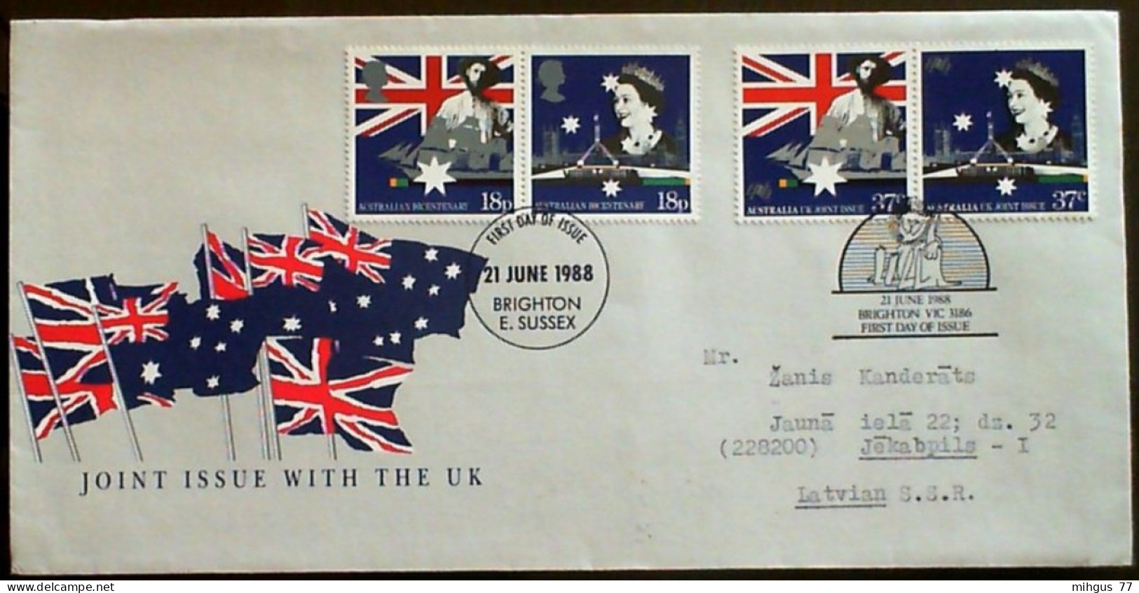 AUSTRALIA 1988 Joint Issue With UK FDC - Autres & Non Classés