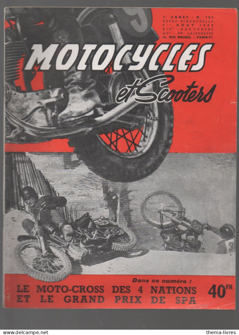 Revue MOTOCYCLES ET SCOOTERS  N°104 Du 1 Aout 1953  (CAT5253) - Moto