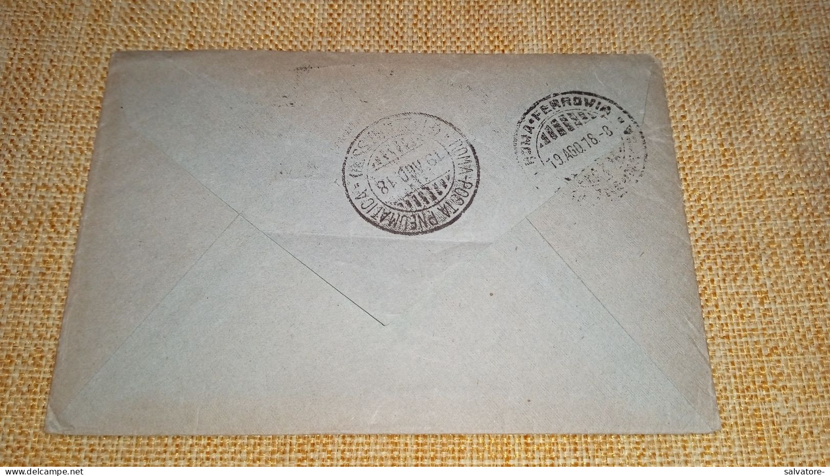 LETTERA CON ESPRESSO 25 CENTESIMI + 20 CON ANNULLO SUL RETRO POSTA PNEUMATICA ROMA 1918 - Rohrpost