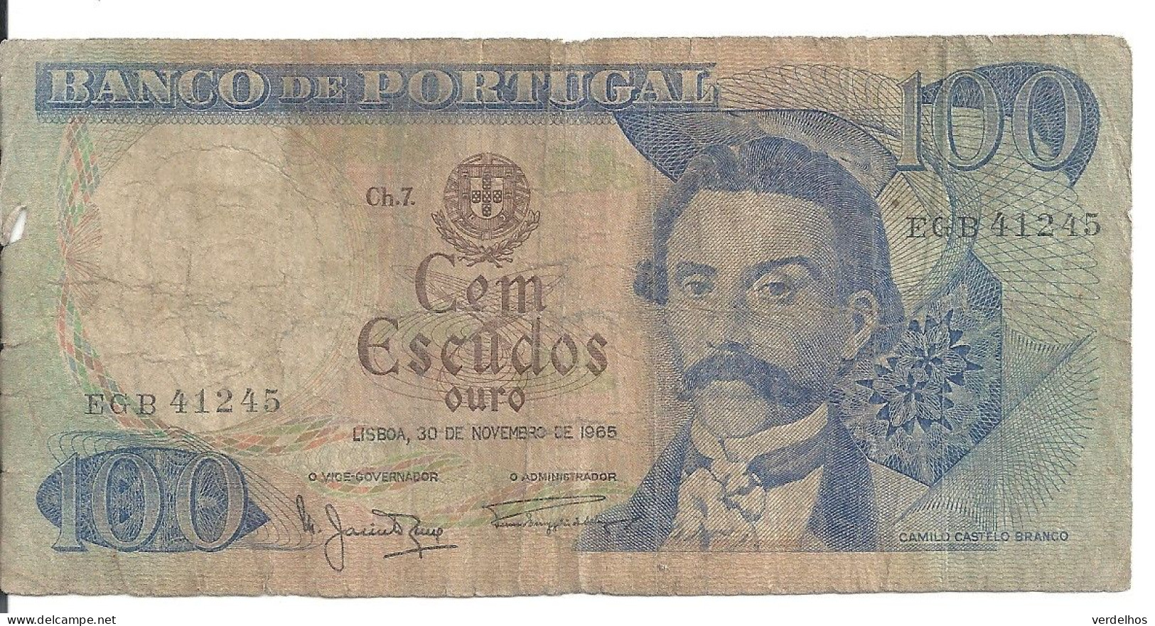 PORTUGAL 100 ESCUDOS 1965 VG+ P 169 A - Portugal