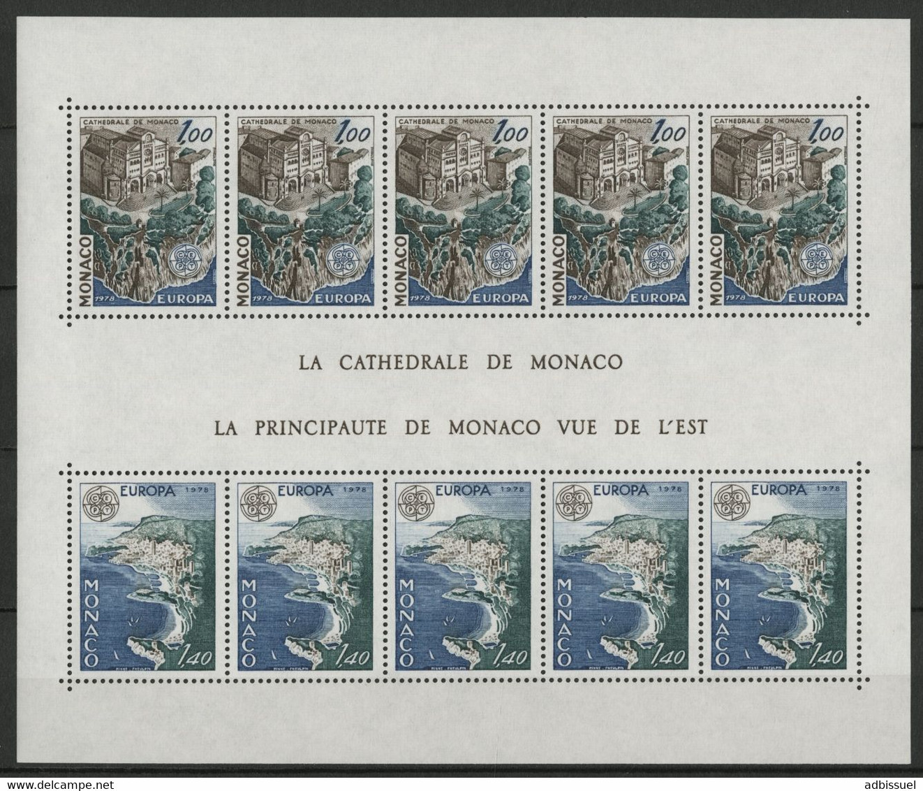 MONACO BLOC FEUILLET N° 14 Cote 47 € Neuf ** (MNH). EUROPA 5 X 1 Fr + 5 X 1,40 Fr 1978. TB - Blocs