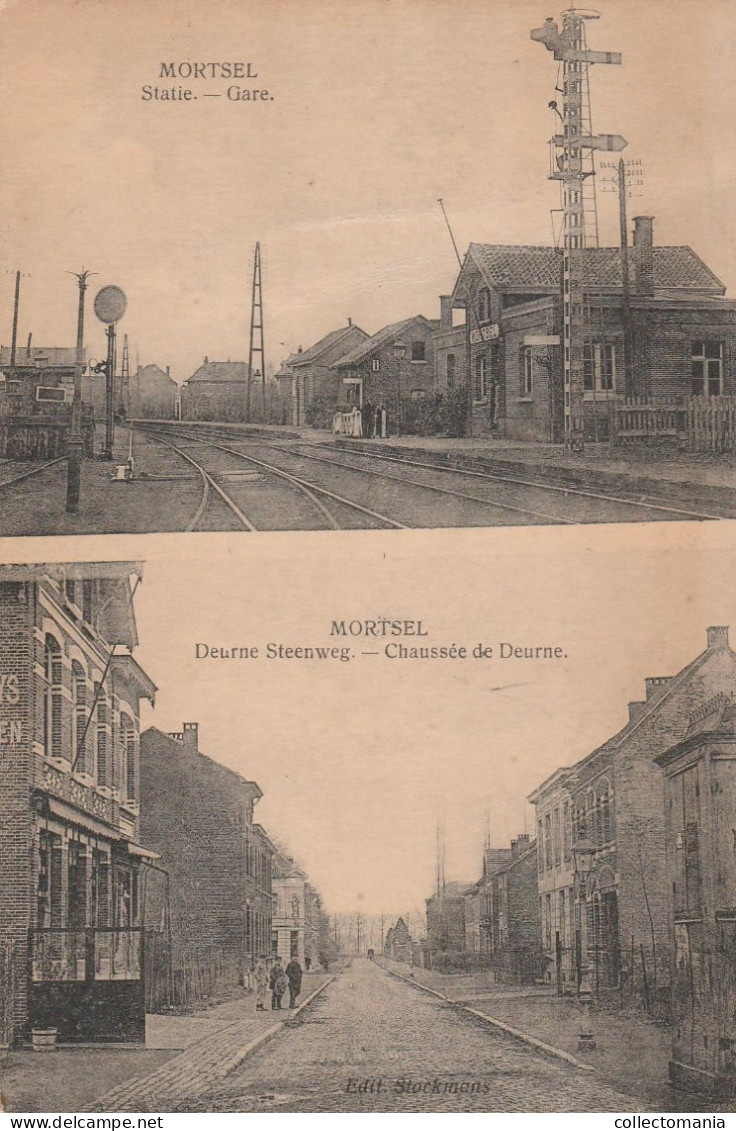 2 Oude Postkaarten  Mortsel   Rubensstraat  1913  Deurne Steenweg 1928 - Mortsel