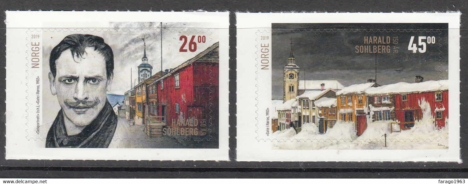 2019 Norway Sohlberg Art Paintings Complete Set Of 2  MNH @ BELOW FACE VALUE - Neufs