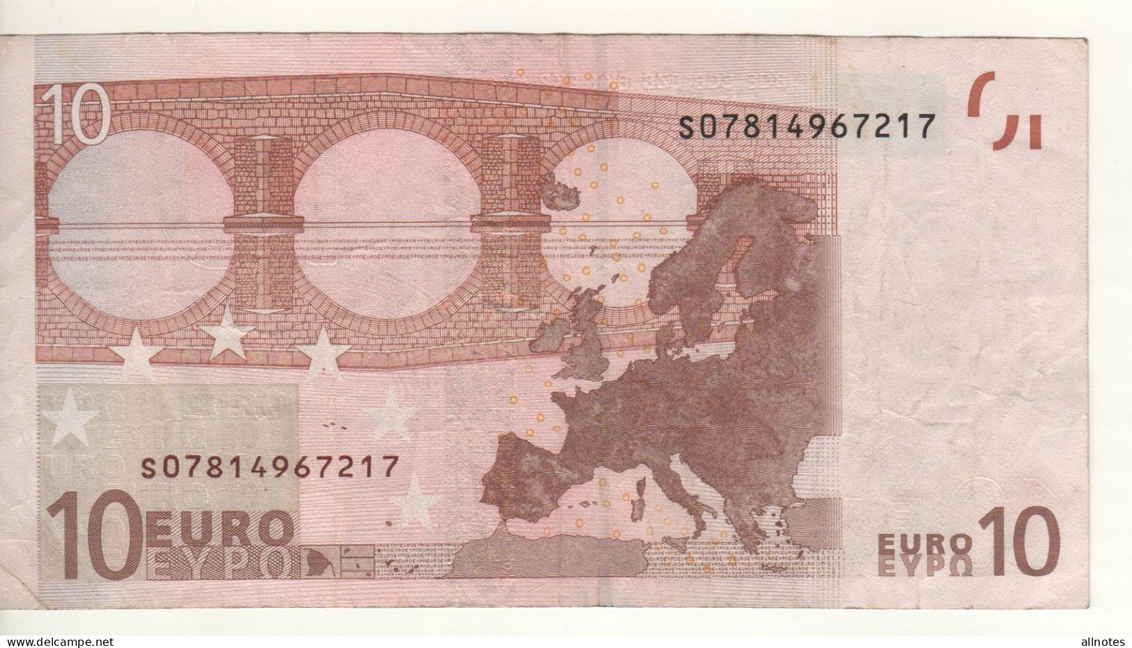 10 EURO  "S"   ITALY    Firma Trichet   J 008 H1  RARE  /   Circulated - 10 Euro
