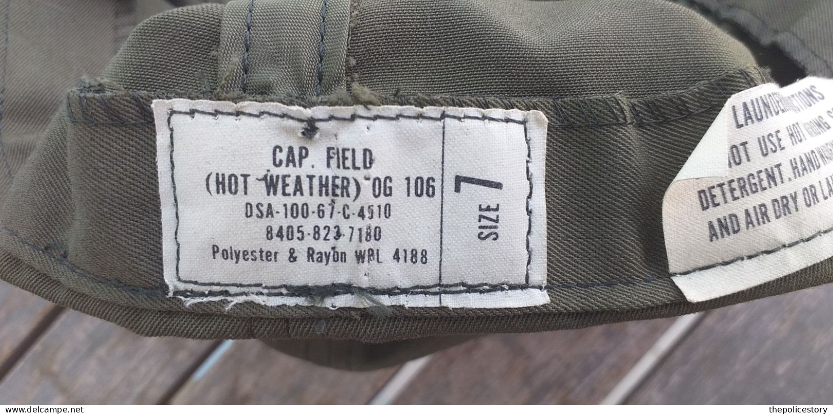 Berretto da campo Us Army Vietnam 1967 Cap Hot Weather OG106 1° modello size 7