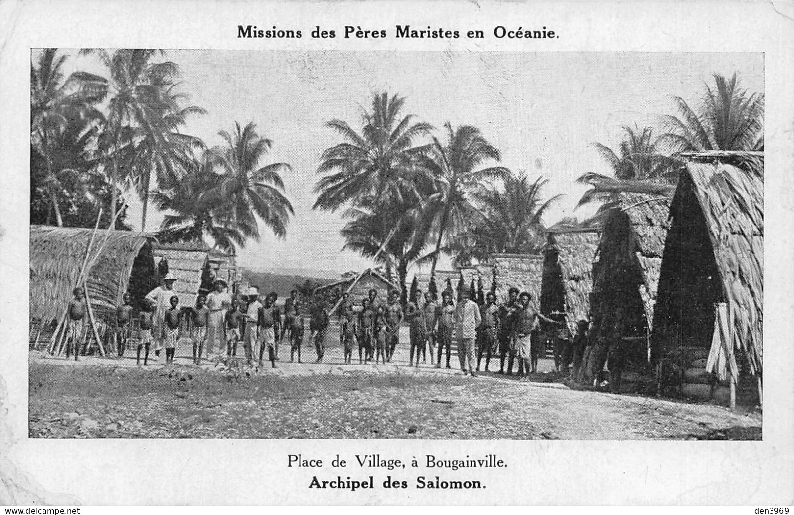 Missions Des Pères Maristes En Océanie - Place De Village à BOUGAINVILLE - Archipel Des Salomon - Ecrit (voir 2 Scans) - Isole Salomon