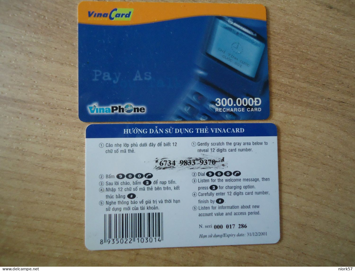 VIETNAM  USED CARDS     PREPAID  CARDS UNITS 300.000 - Viêt-Nam