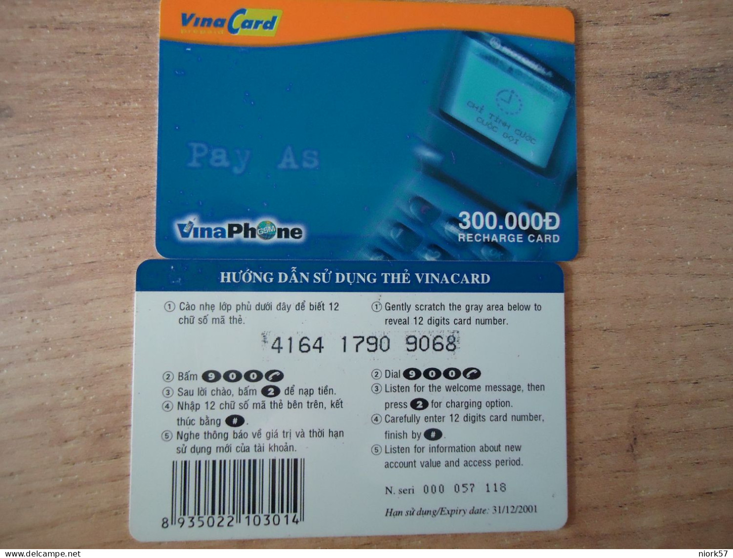 VIETNAM  USED CARDS     PREPAID  CARDS UNITS 300.000 - Viêt-Nam