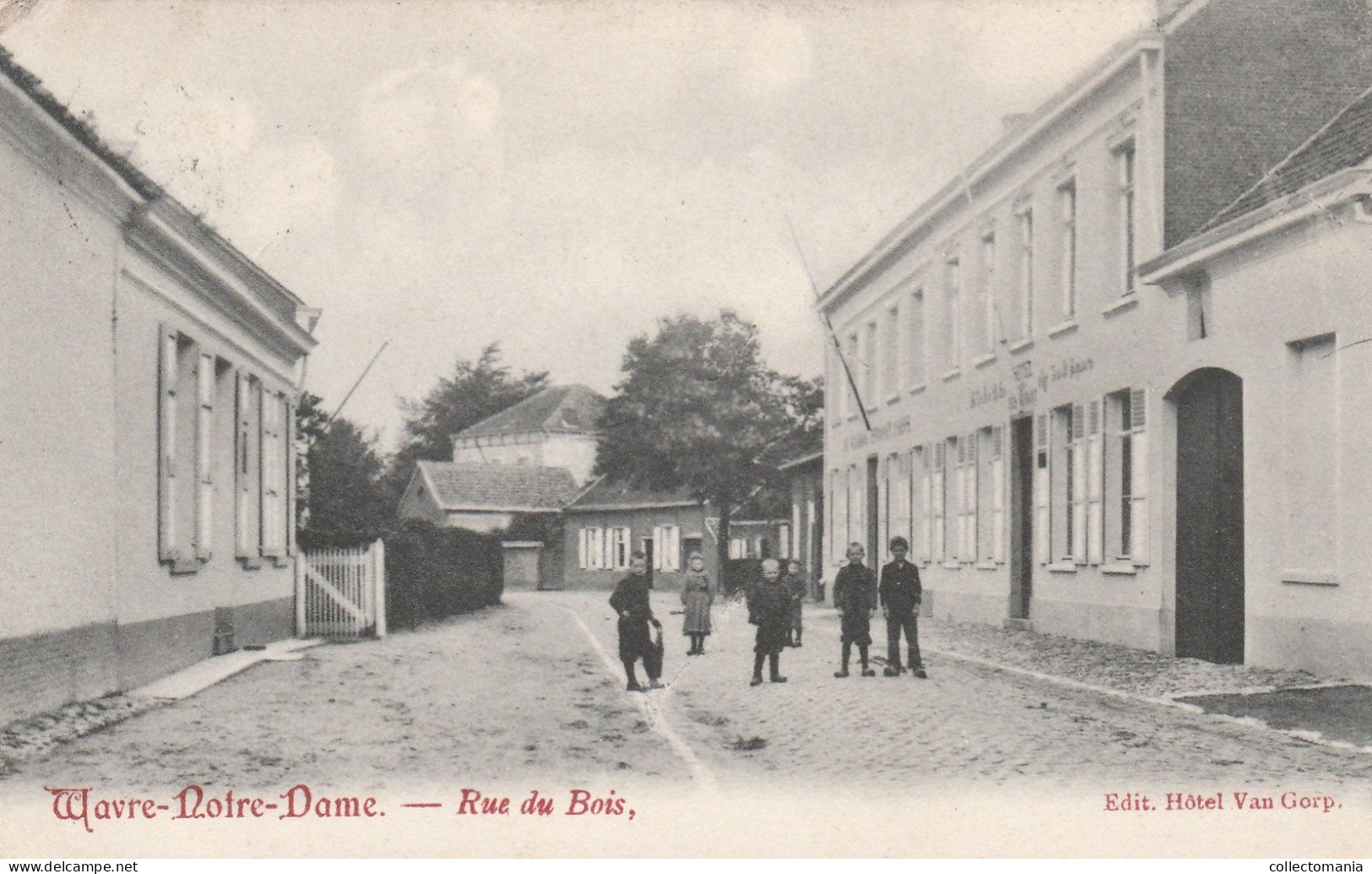 1 Oude Postkaart  Onze Lieve Vrouw Waver Houtstraat  Tgever Hotel Van Gorp 1912 - Sint-Katelijne-Waver