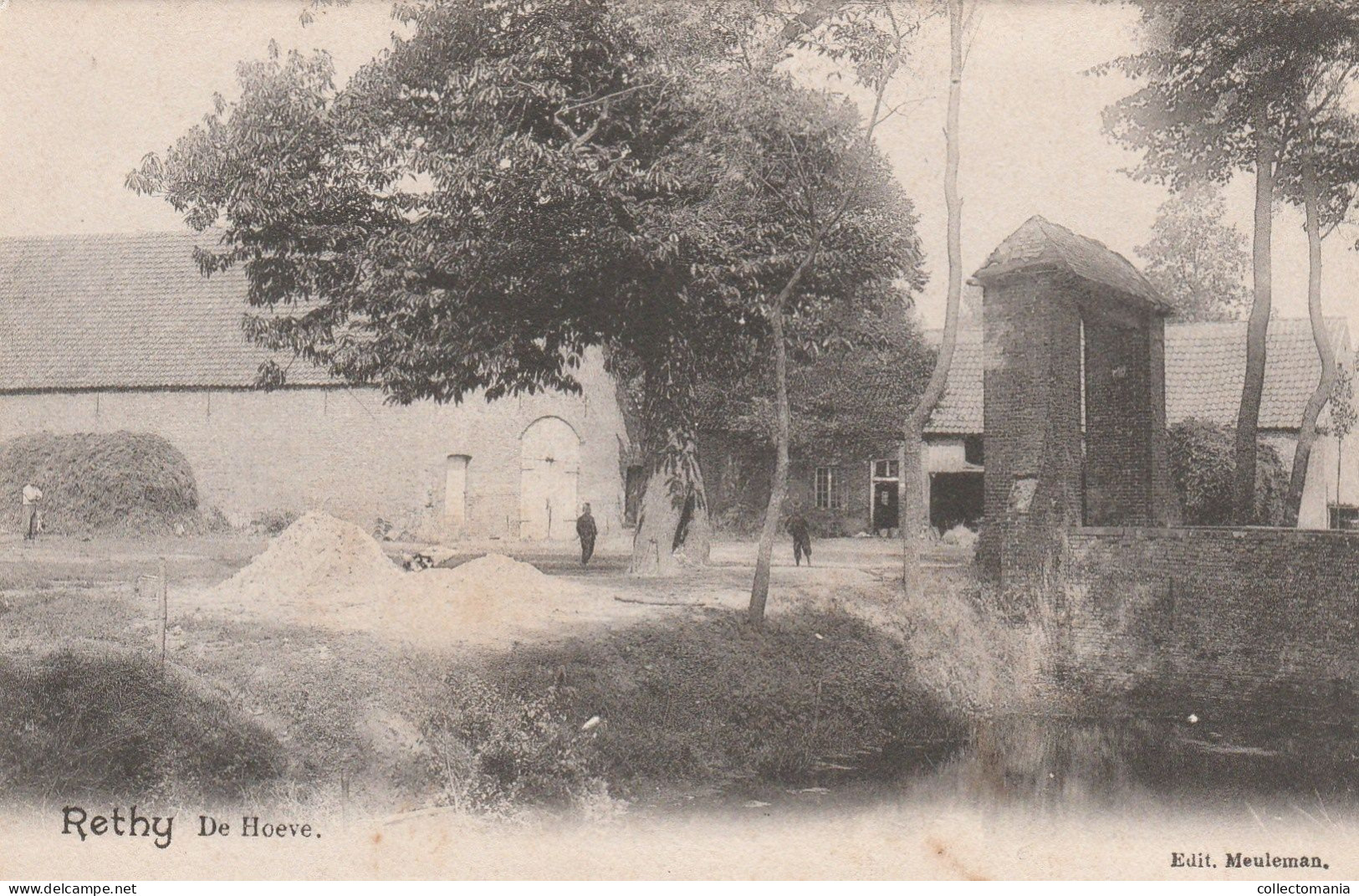 2 Oude Postkaarten Rethy Retie De Markt  1903   De Hoeve Edit. Meulemans - Retie