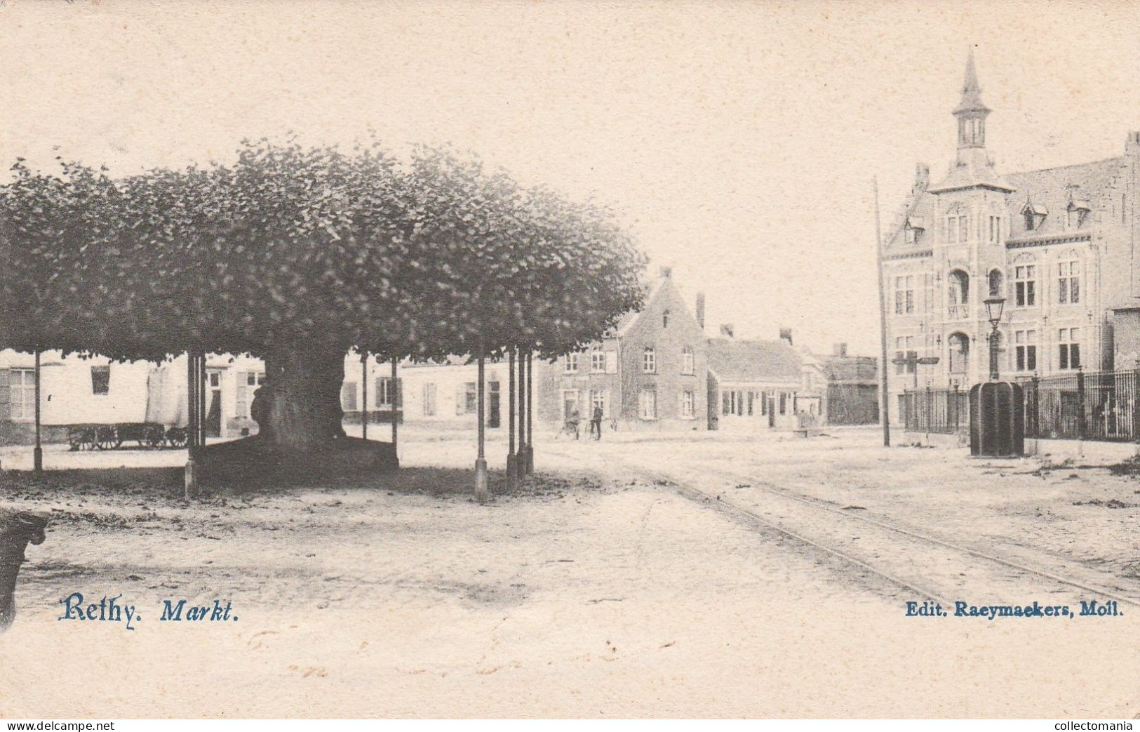 2 Oude Postkaarten Rethy Retie De Markt  1903   De Hoeve Edit. Meulemans - Retie