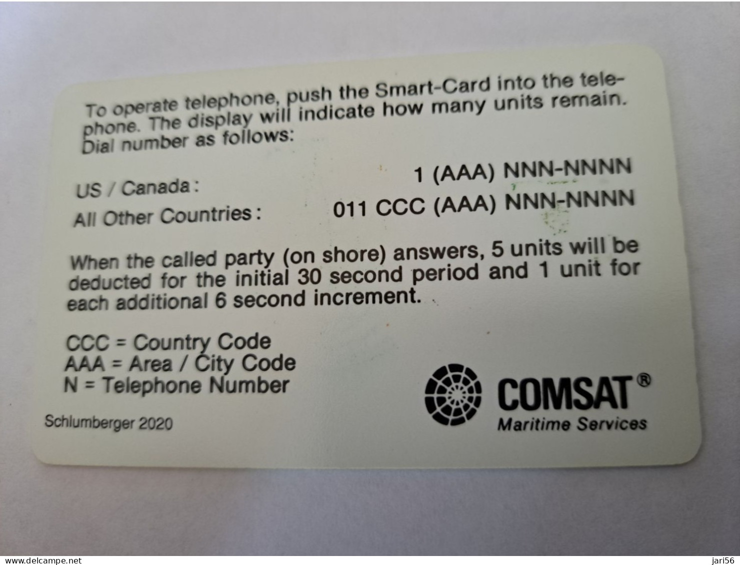 USA  / COMSAT / CHIP CARD  50 UNITS 10 MINUTES COMSAT : COM  A 50u COMSAT SI-6 (ctrl 2020) USED   **13108** - Schede A Pulce