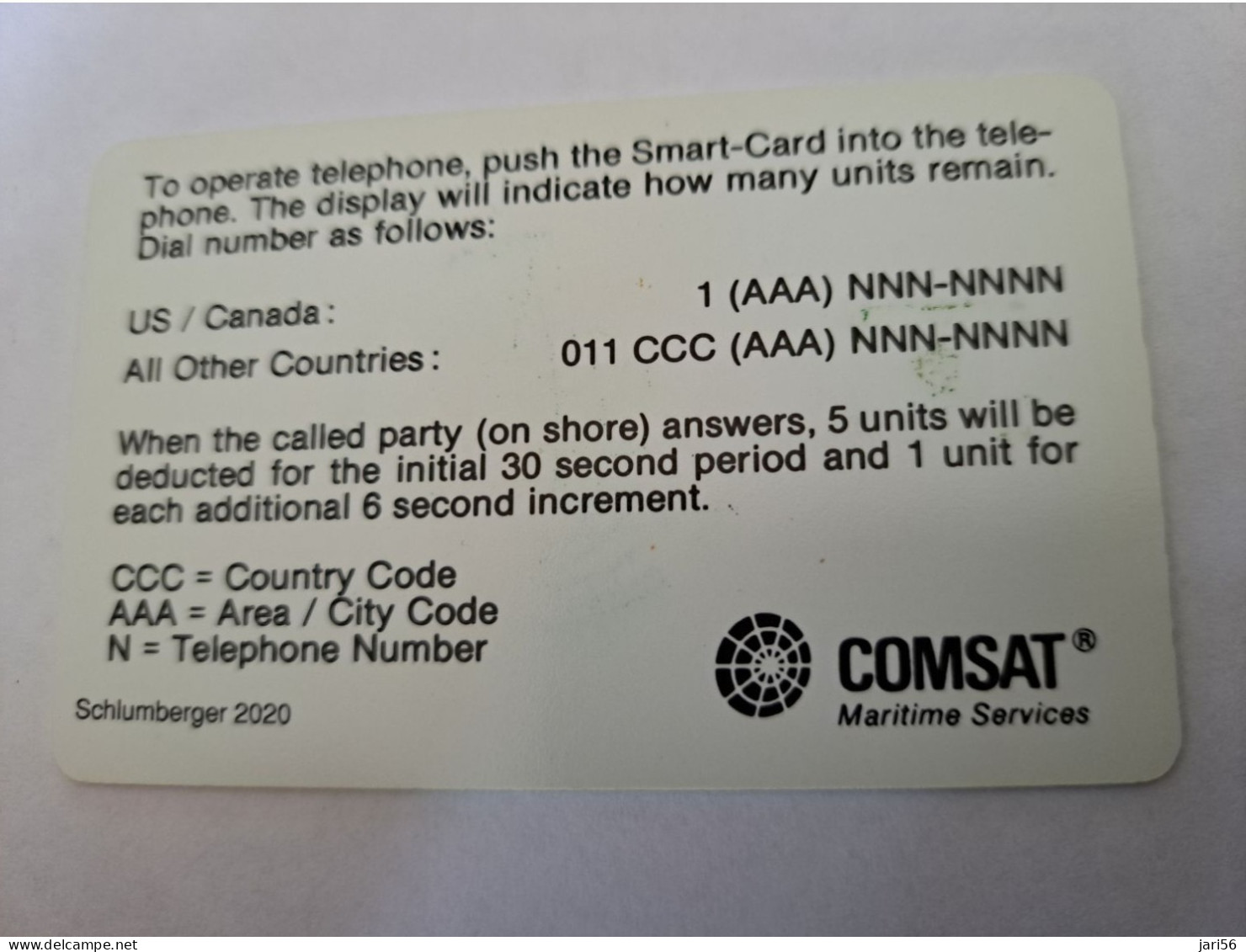 USA  / COMSAT / CHIP CARD  50 UNITS 10 MINUTES COMSAT : COM  A 50u COMSAT SI-6 (ctrl 2020) USED   **13108** - [2] Chipkarten