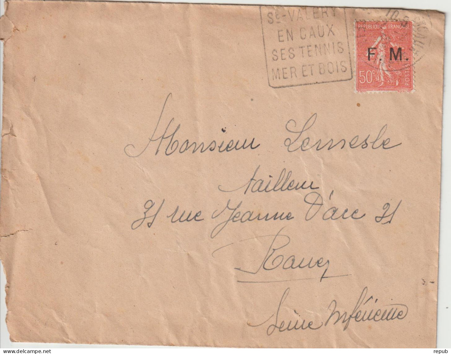 Lettre En Franchise FM 6 Oblitération 1932 Saint Valéry En Caux (76) - Military Postage Stamps