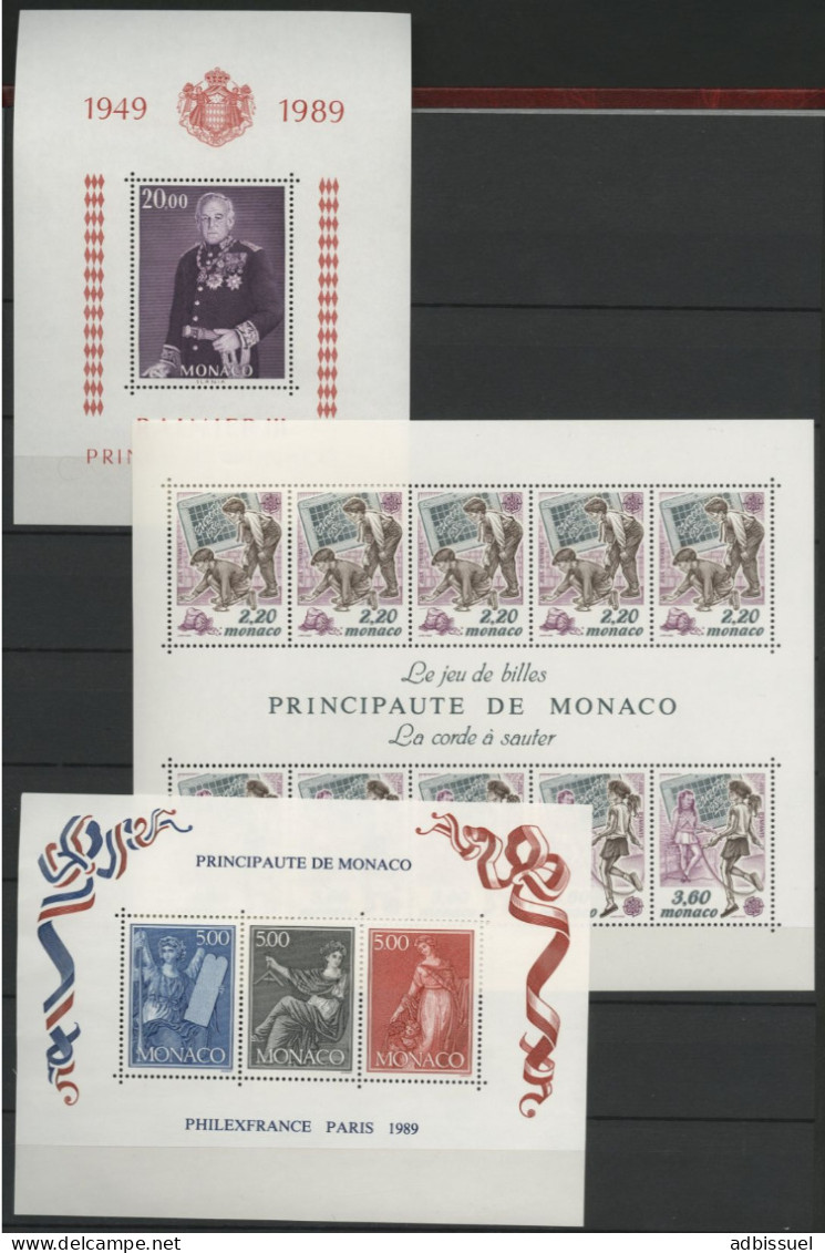 MONACO BLOCS N° 38 + 39 + 40 + 41 + 42 + 43 + 44 + 45 + 46 + 47. Cote 175 € Neufs ** (MNH). Qualité TB - Blocks & Sheetlets