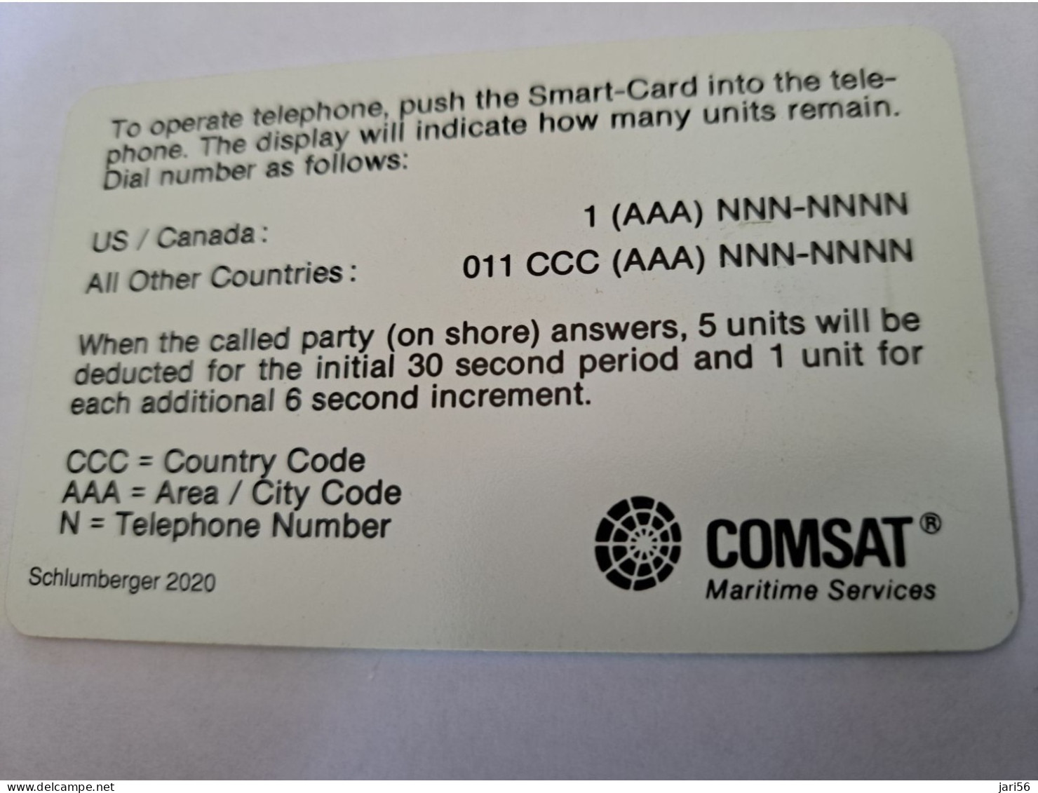 USA  / COMSAT / CHIP CARD  30 UNITS 3 MINUTES COMSAT : COM  A 30u COMSAT(ctrl 2020) USED   **13110** - [2] Chip Cards