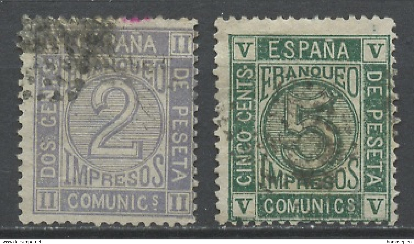 Espagne - Spain - Spanien 1872 Y&T N°115 à 116 - Michel N°110 à 111 (o) - Chiffre - Gebruikt