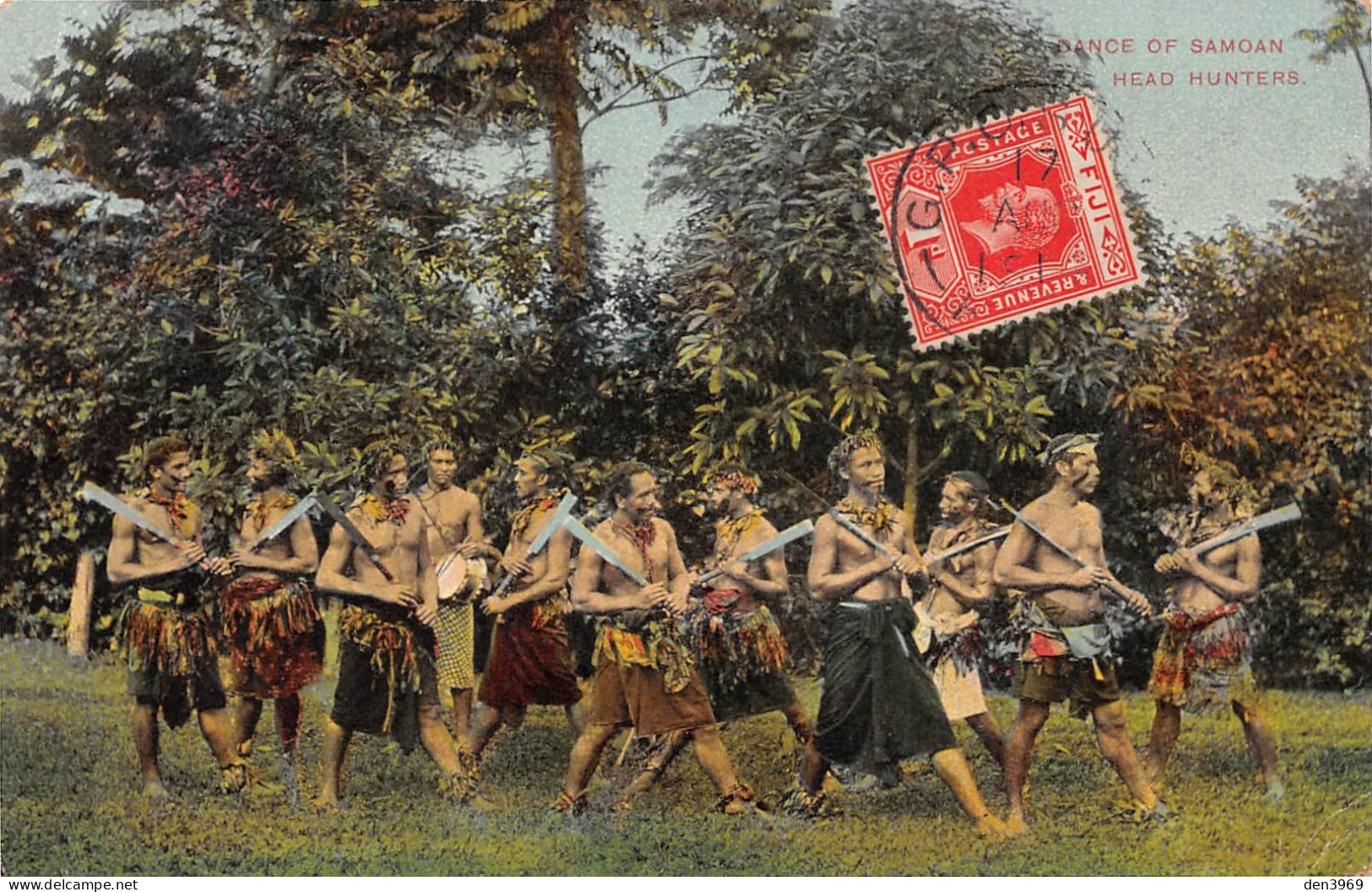 Océanie - SAMOA - Dance Of Samoan Head Hunters - Chasseurs De Têtes - Voyagé (voir Les 2 Scans) - Samoa