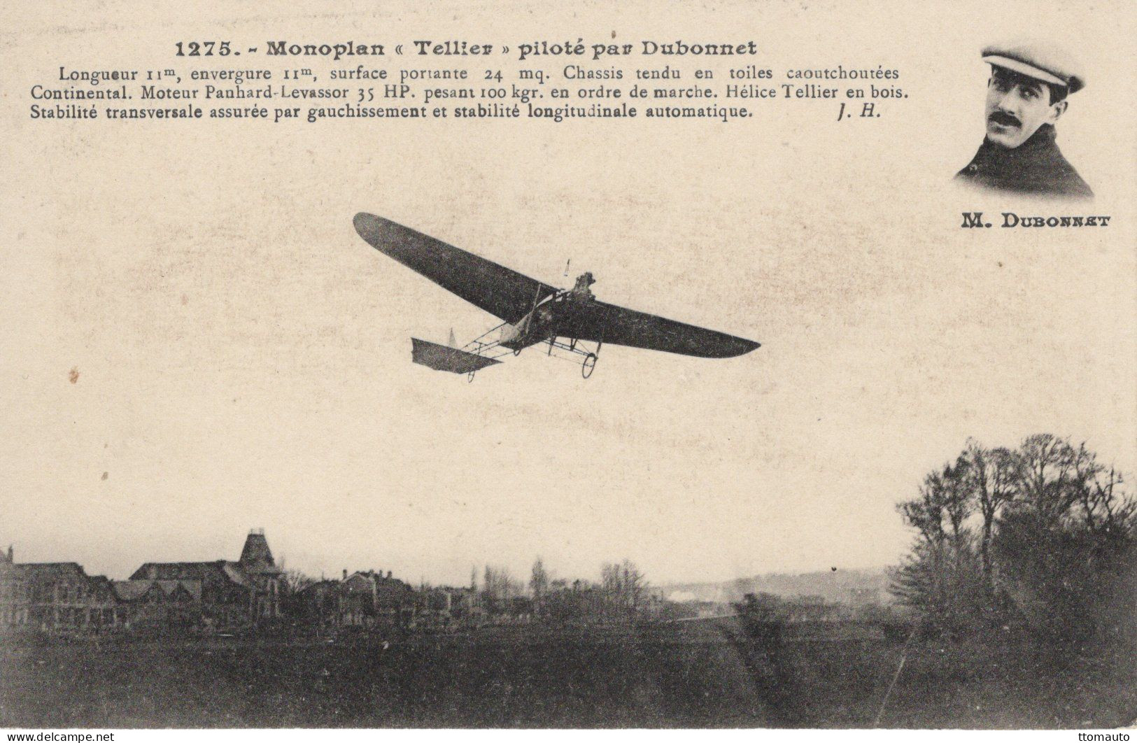 L'Aviateur Francais Émile Dubonnet Sur Monoplan Tellier - CPA - Aviateurs