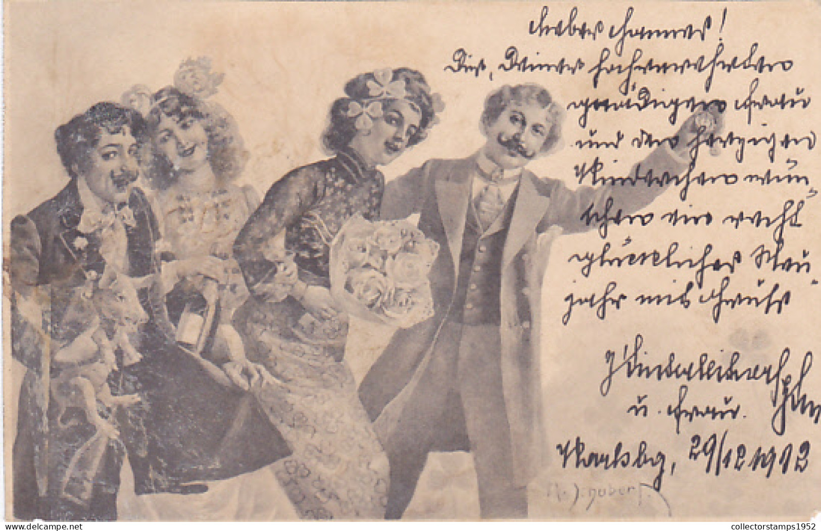 SCHUBERT- WEDDING PARTY, SIGNED ILLUSTRATION - Schubert