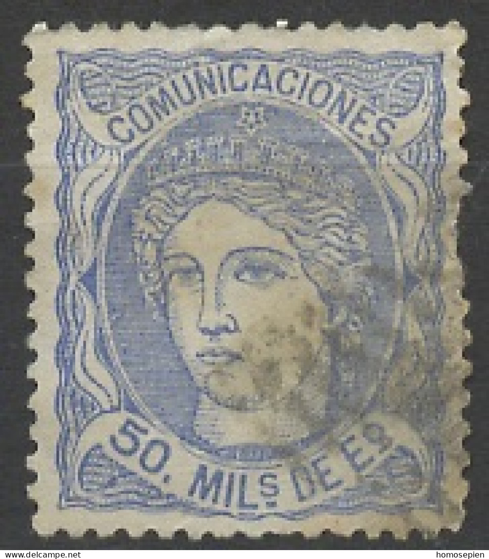 Espagne - Spain - Spanien 1870 Y&T N°107 - Michel N°101 (o) - 50m Allégorie De L'Espagne - Gebraucht