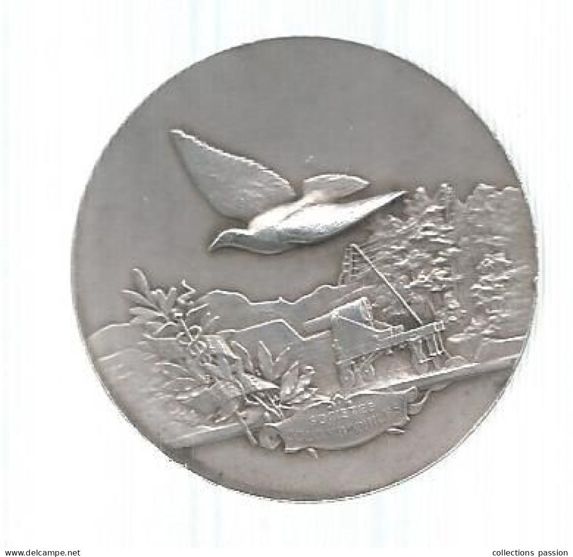 Médaille ,ARGENT 950/1000 , 30 Gr. ,  Dia. 42 Mm ,  SOCIETES COLOMBOPHILES,  Frais Fr 3.35 E - Professionals/Firms