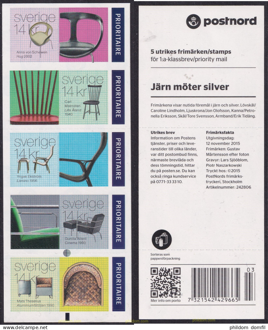 699453 MNH SUECIA 2015 ARTE - OBJETOS DE PLATA - Gebraucht