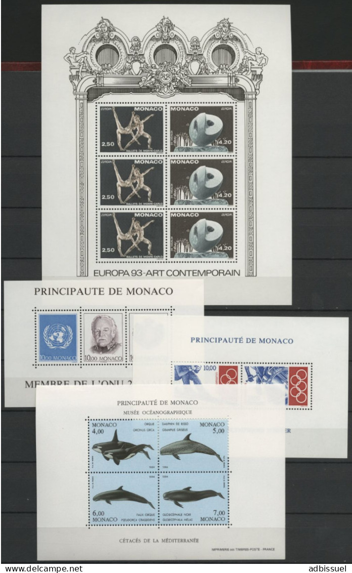 MONACO BLOCS N° 58 + 59 + 60 + 61 + 62 + 63 + 64 + 65 + 66 + 67 Cote 138.5 € Neufs ** (MNH). Qualité TB - Blocks & Sheetlets