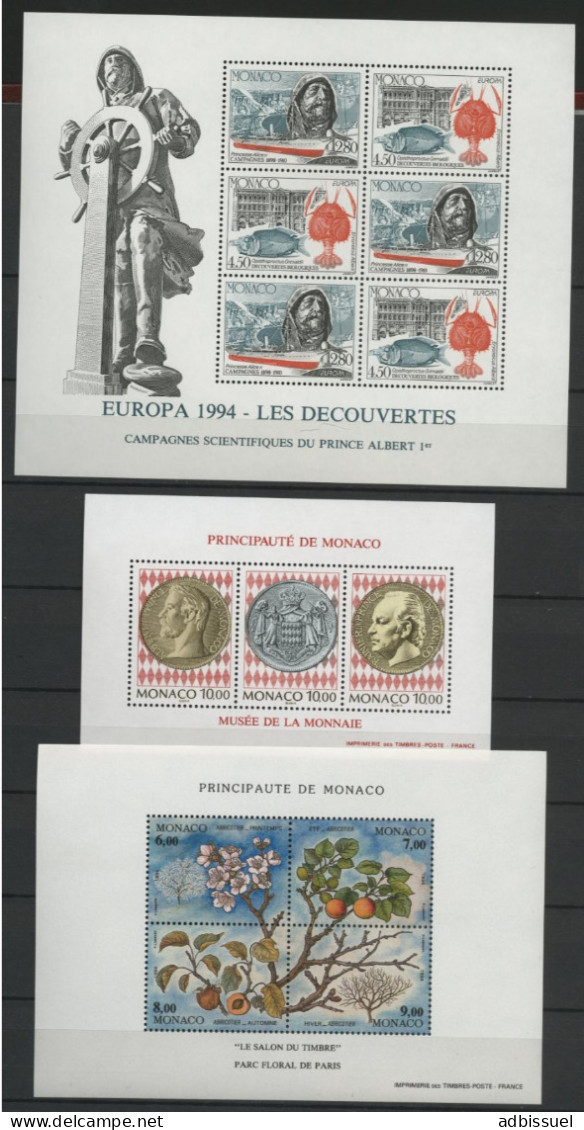 MONACO BLOCS N° 58 + 59 + 60 + 61 + 62 + 63 + 64 + 65 + 66 + 67 Cote 138.5 € Neufs ** (MNH). Qualité TB - Blocks & Sheetlets