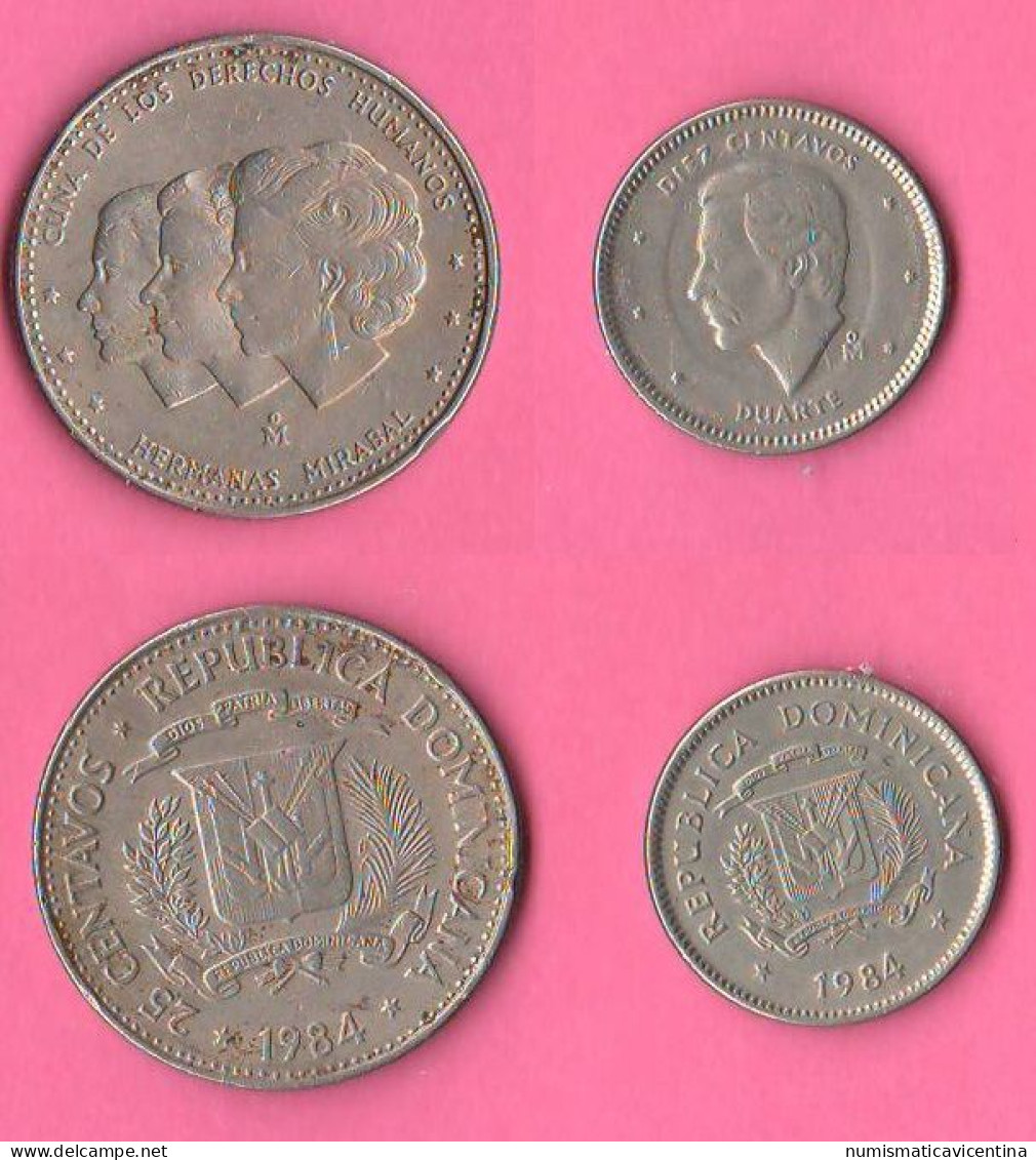 Dominicana 10 + 25 Centavos 1984 Duarte + Mirabel Sisters South America Sudamerica Typological - Dominicaine