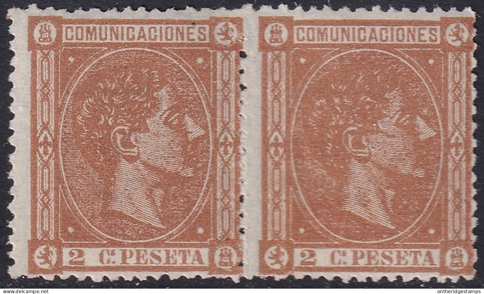 Spain 1875 Sc 212a Espana Ed 162 Pair MLH* - Unused Stamps