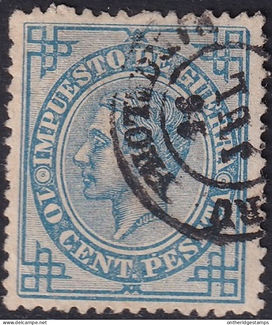 Spain 1876 Sc MR6 Espana Ed 184 War Tax Used Barcelona Cancel - Oorlogstaks